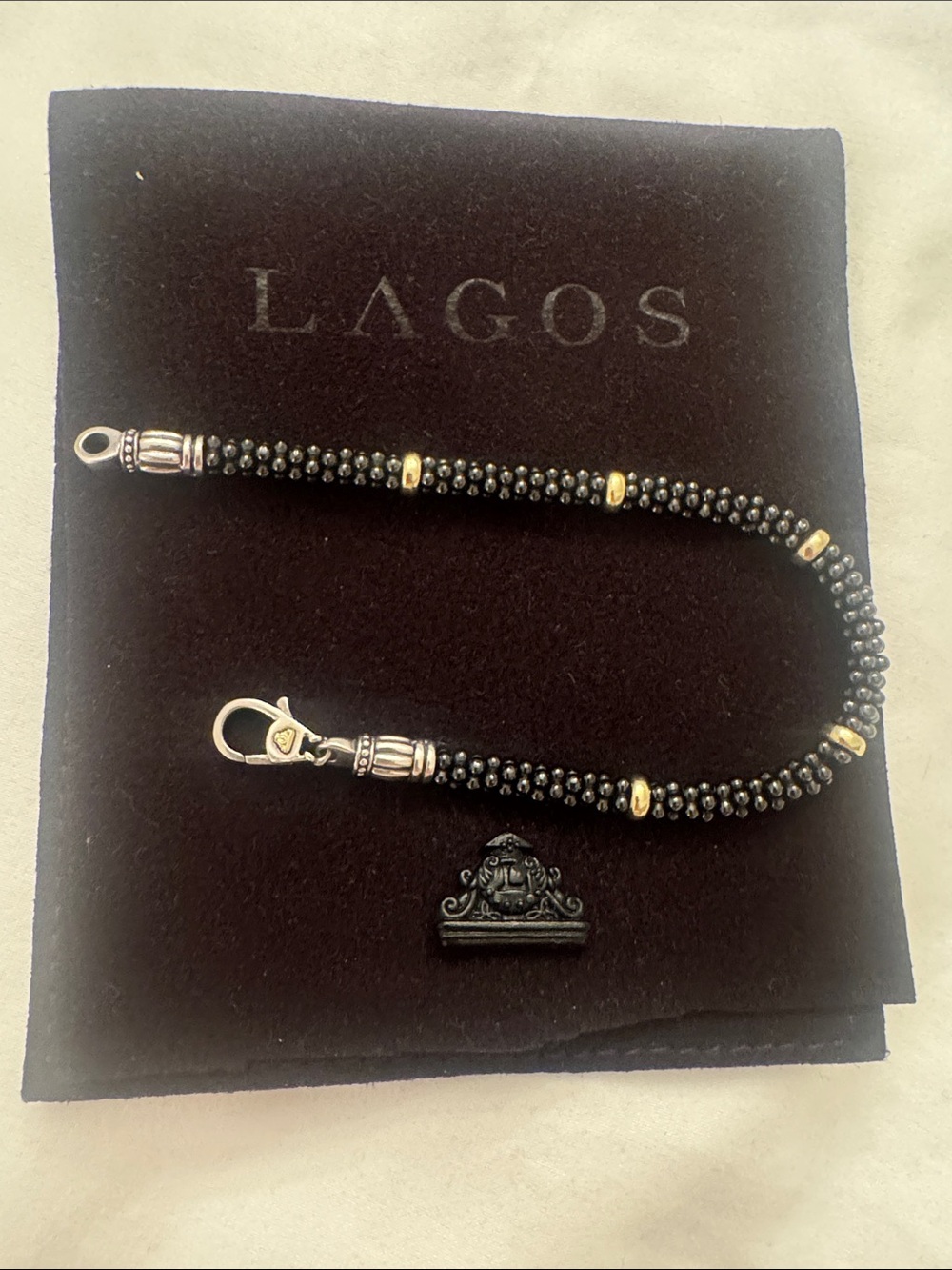 LAGOS Beaded Bracelet in Black & Gold Like New